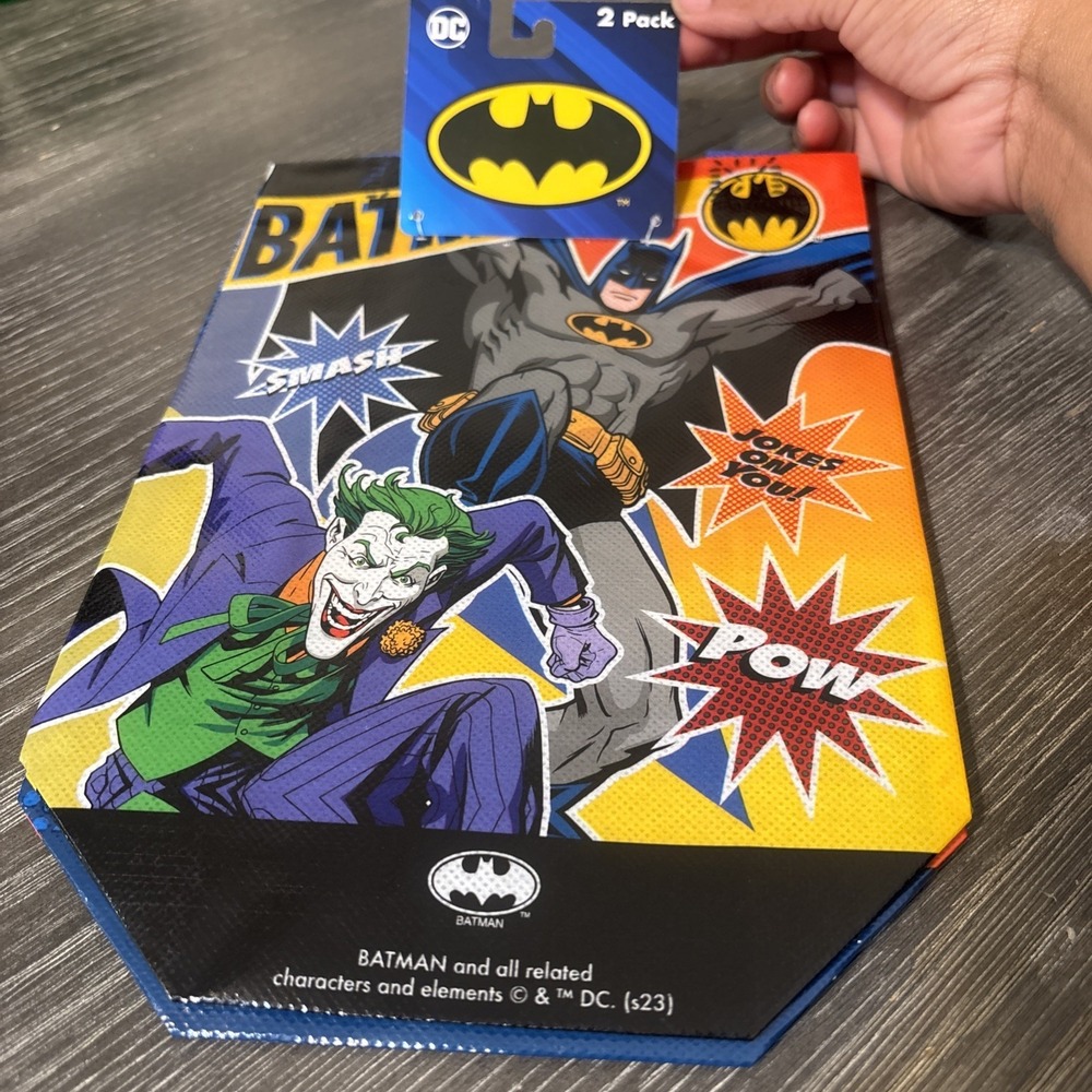 DC COMICS BATMAN & THE JOKER 2 Pack Mini Reusable Blue Gift Bags with Handles